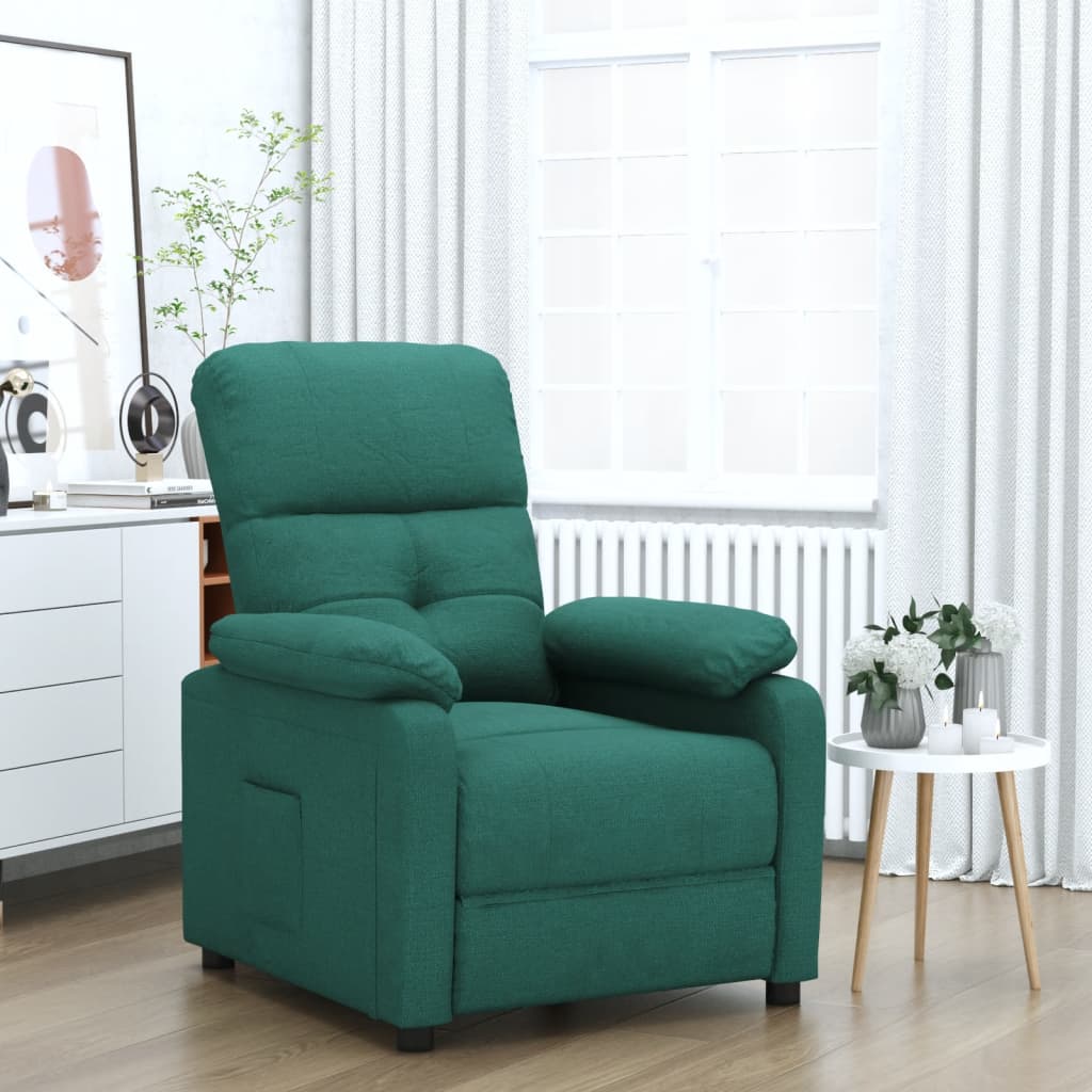 Vetonek Sillón reclinable de tela verde oscuro