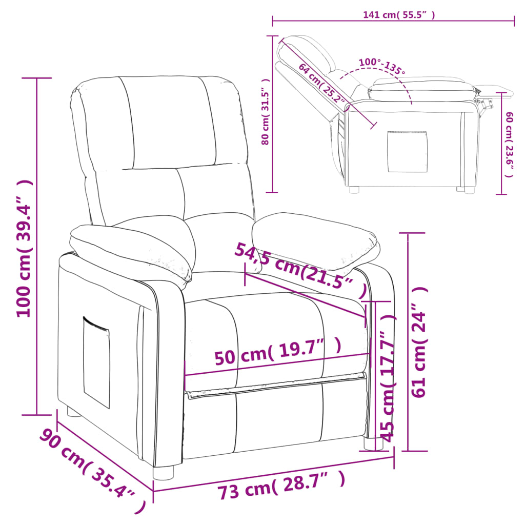 Reclinable cream of cream fabric