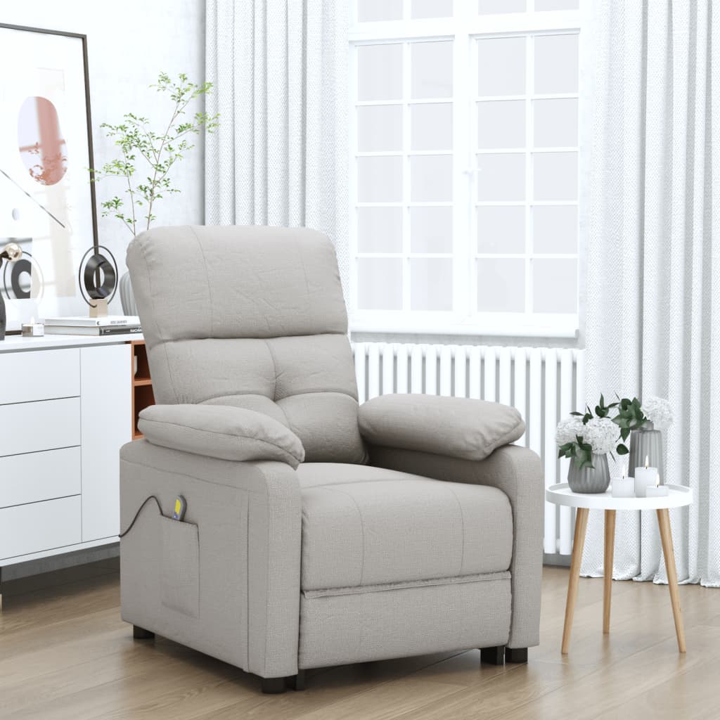 Vetonek Sillón de masaje reclinable de tela gris taupé