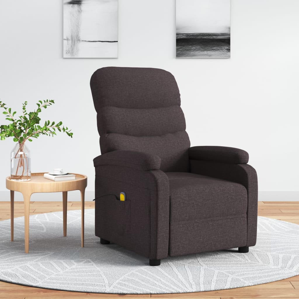 Vetonek Sillón de masaje eléctrico tela marrón oscuro