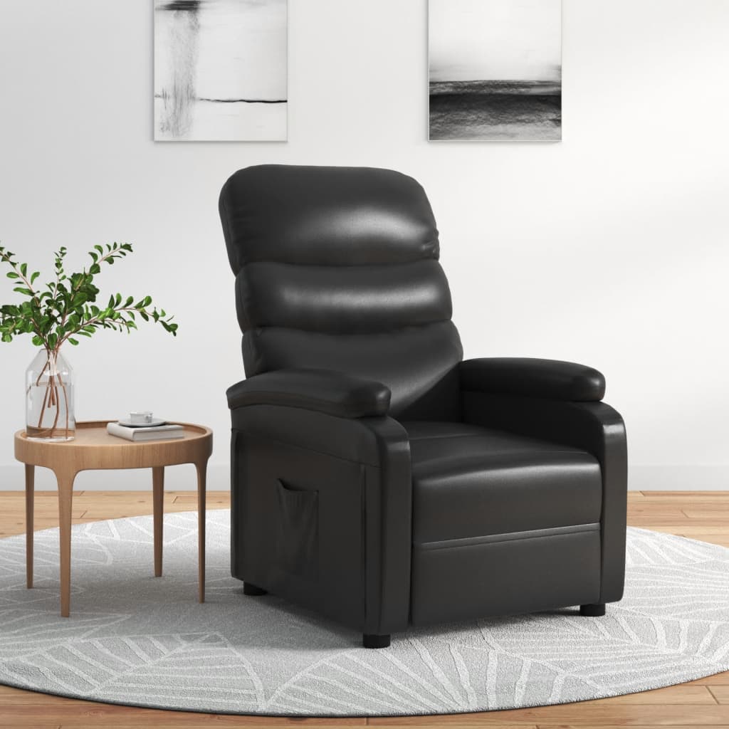 Vetonek Sillón reclinable de cuero sintético negro