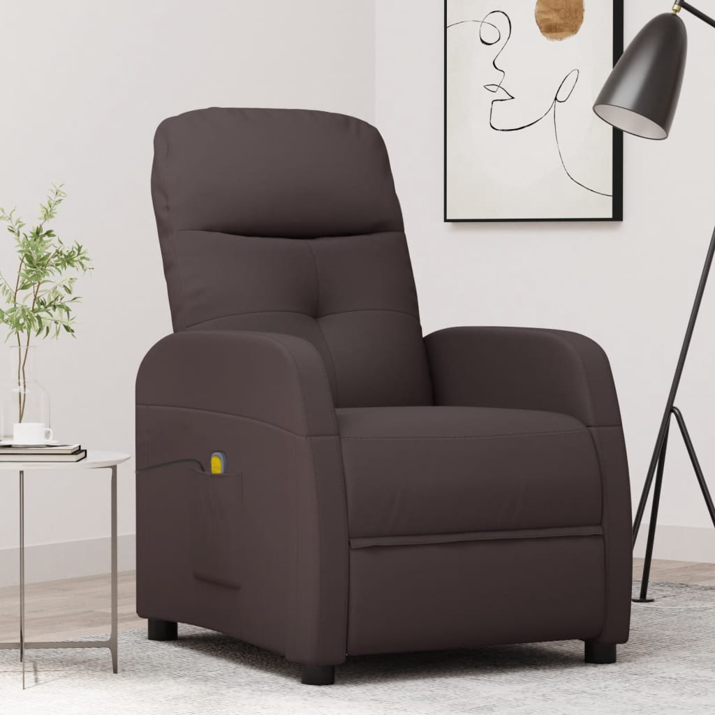 Vetonek Sillón de masaje eléctrico tela marrón oscuro