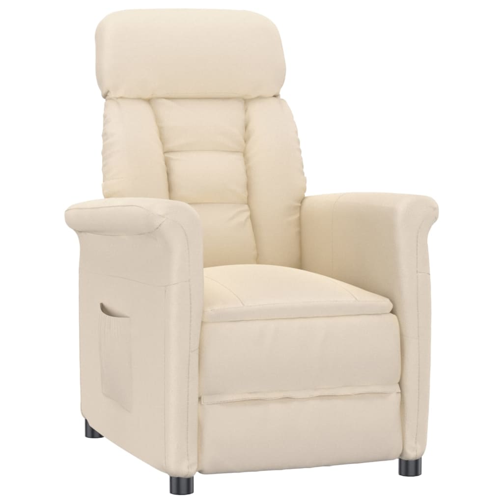 Sillón reclinable de tela de microfibra beige vidaXL