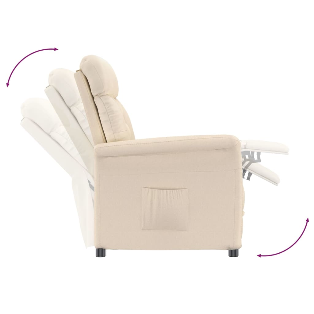 Sillón reclinable de tela de microfibra beige vidaXL