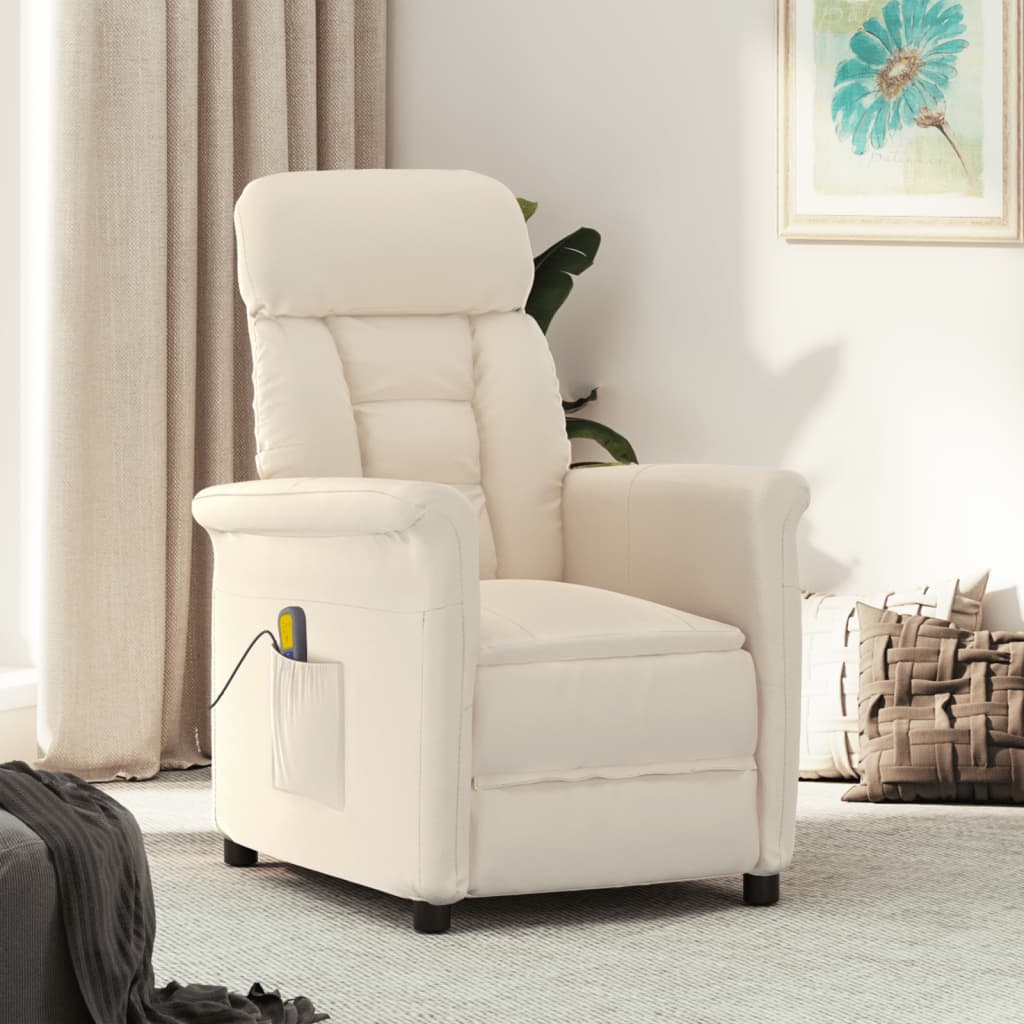 Vetonek Sillón de masaje eléctrico tela de microfibra beige