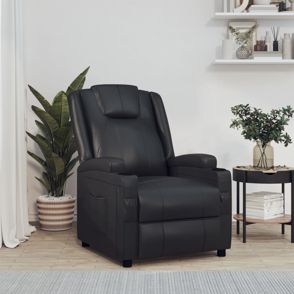 Vetonek Sillón reclinable de cuero sintético negro