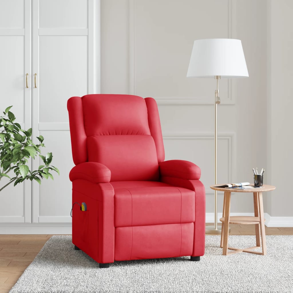 Vetonek Sillón de masaje de cuero sintético rojo