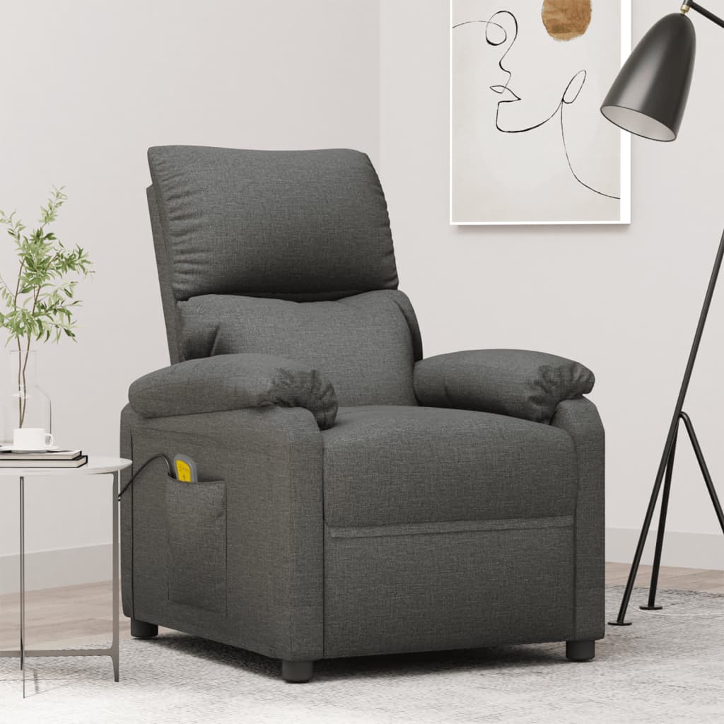 Vetonek Sillón de masaje de tela gris oscuro