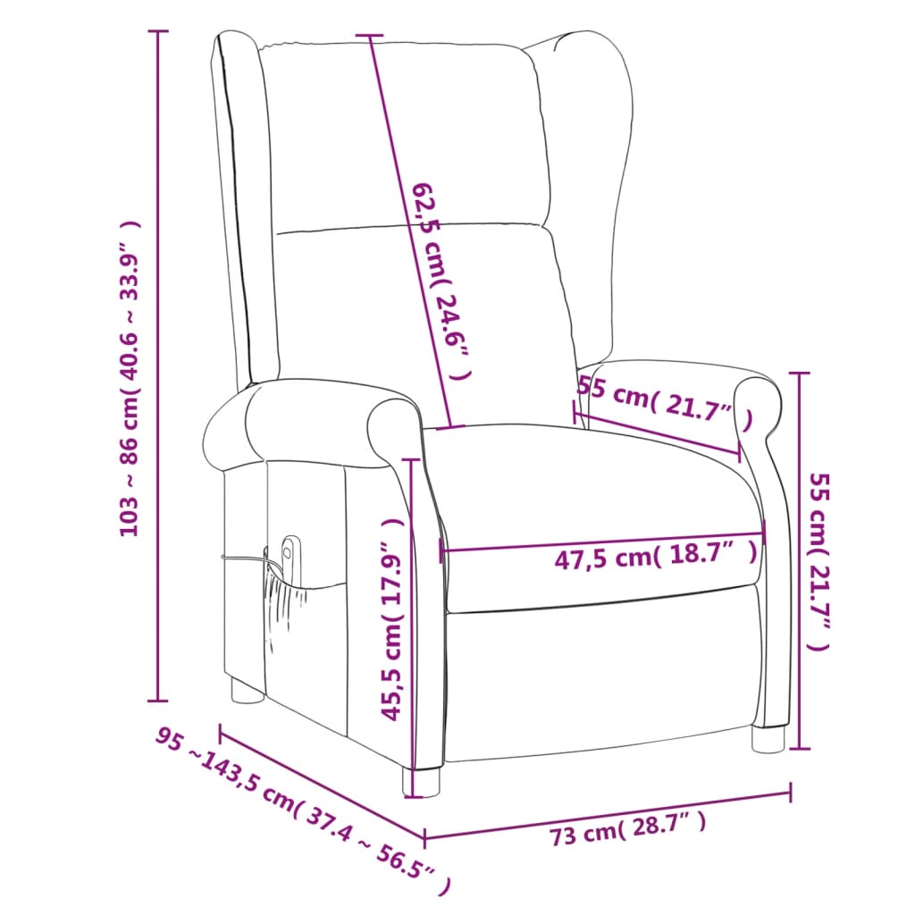 Massage armchair light gray fabric