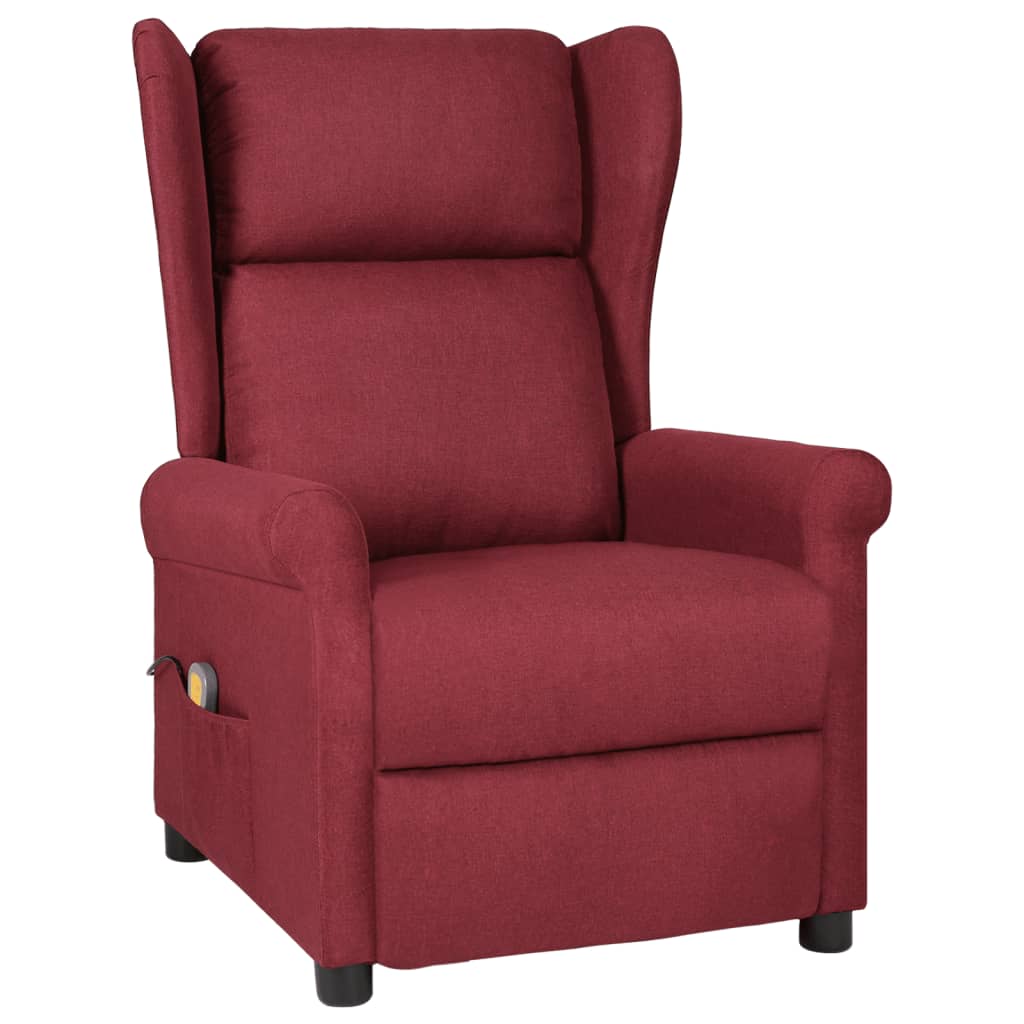 Vetonek Sillón de masaje de tela rojo tinto