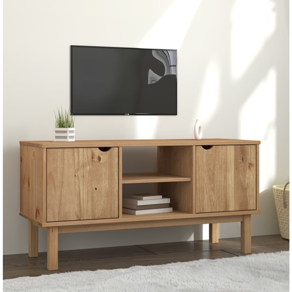 Vetonek Mueble de TV OTTA madera maciza de pino 113,5x43x57 cm