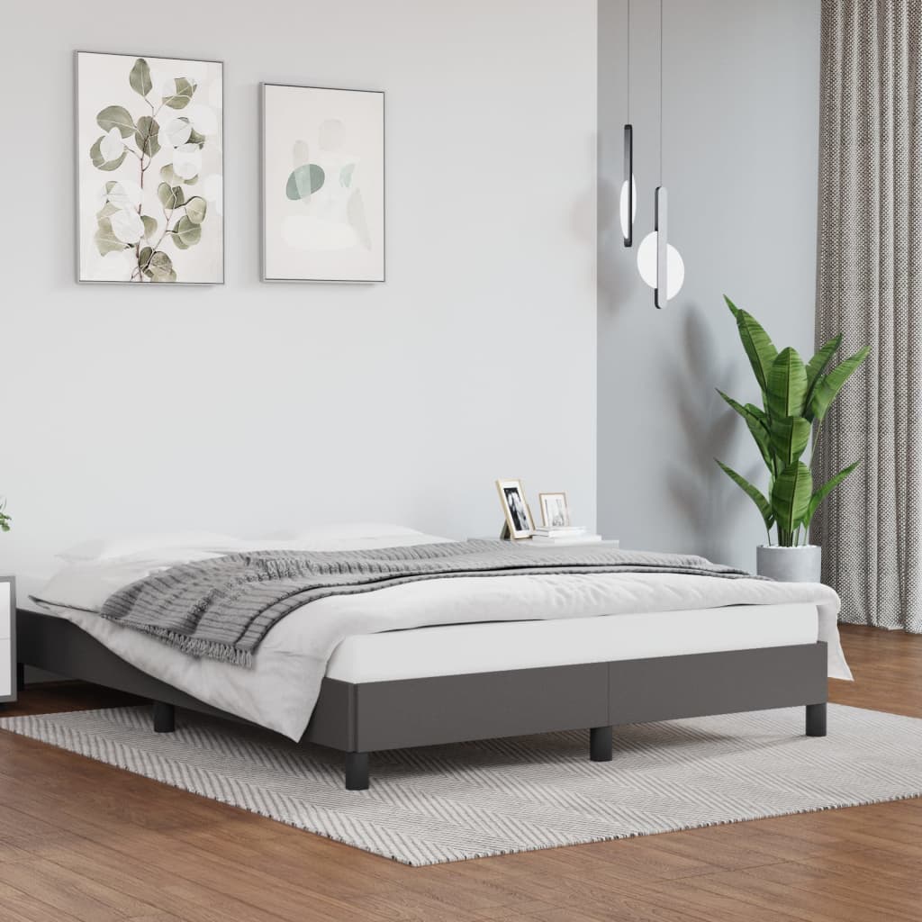 Vetonek Estructura de cama sin colchón cuero sintético gris 140x190 cm