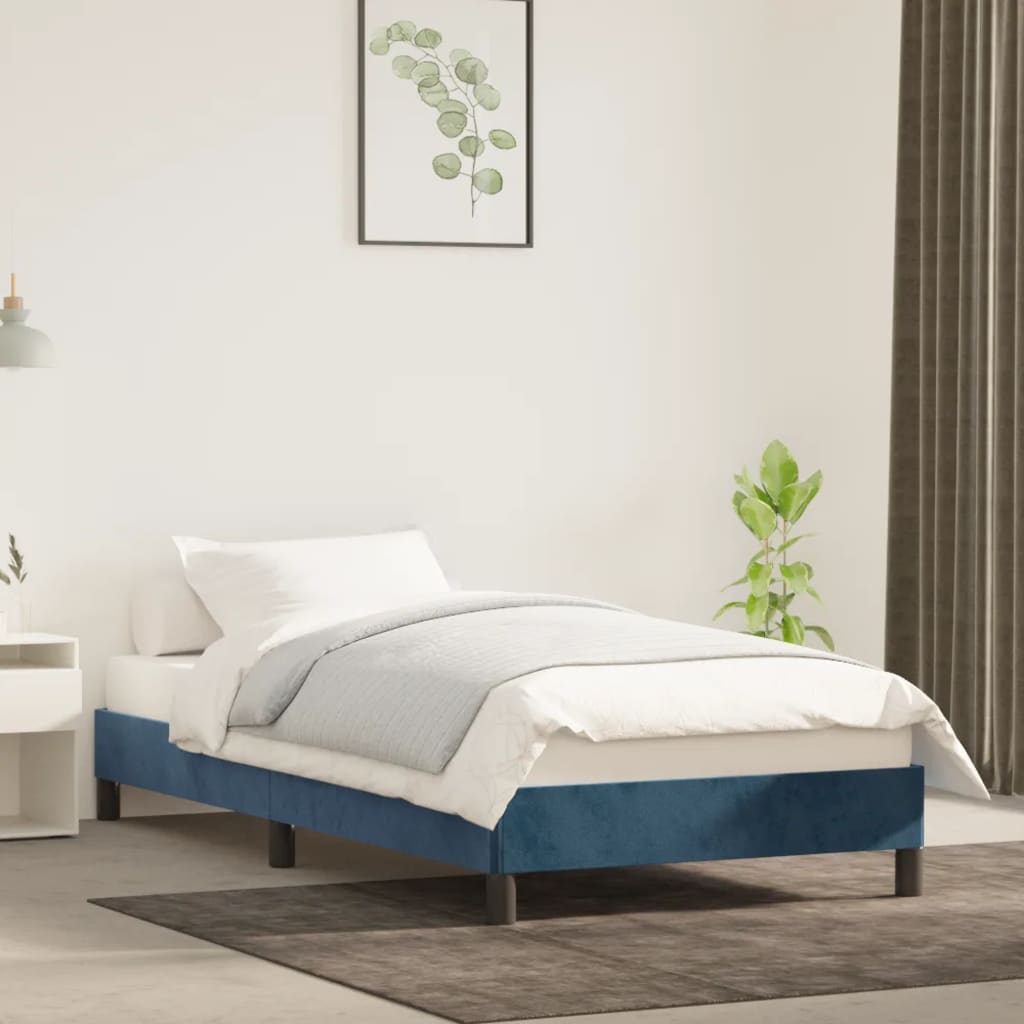 Vetonek Estructura de cama sin colchón terciopelo azul oscuro 80x200 cm