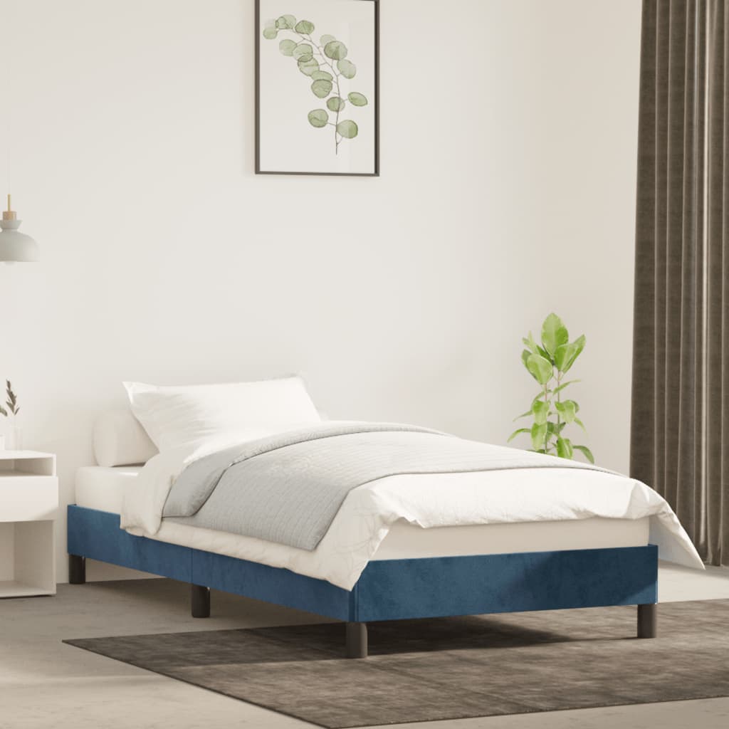 Vetonek Estructura de cama sin colchón terciopelo azul oscuro 90x200 cm