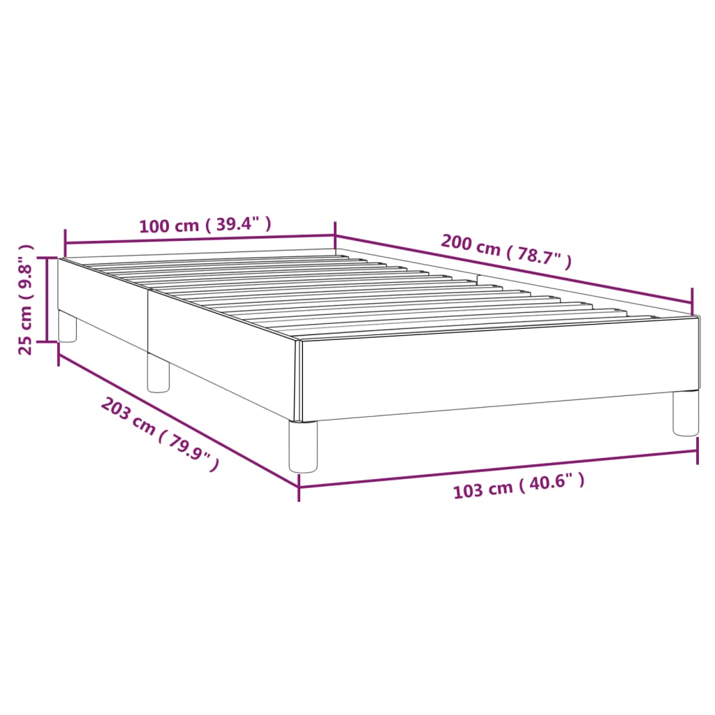 Estructura de cama sin colchón terciopelo gris claro 100x200 cm vidaXL