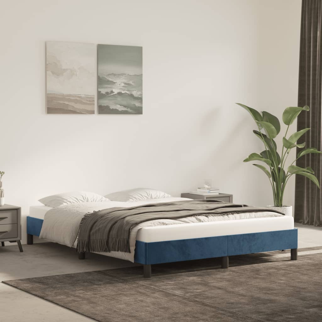 Vetonek Estructura de cama sin colchón terciopelo azul oscuro 140x190cm