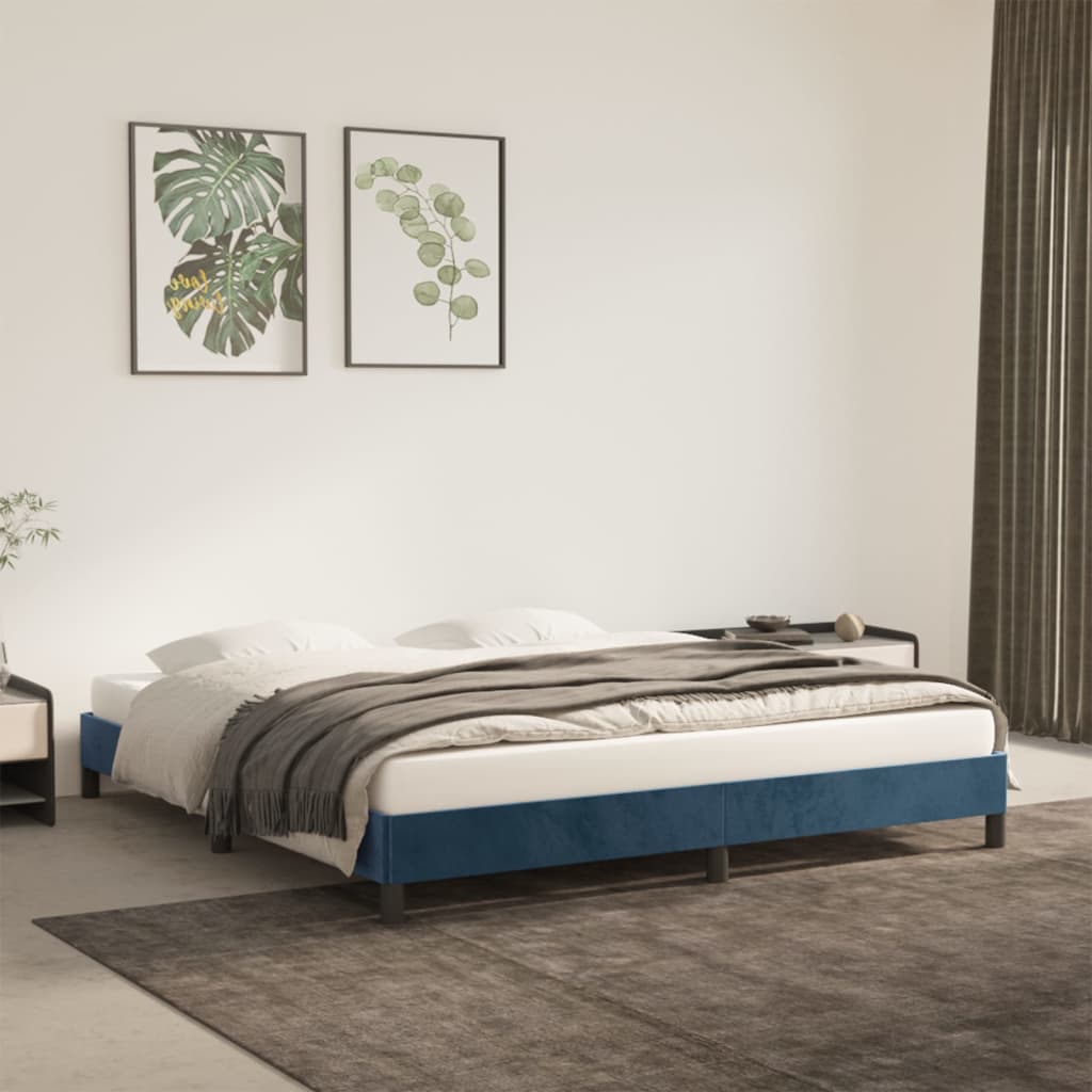 Vetonek Estructura de cama sin colchón terciopelo azul oscuro 160x200cm