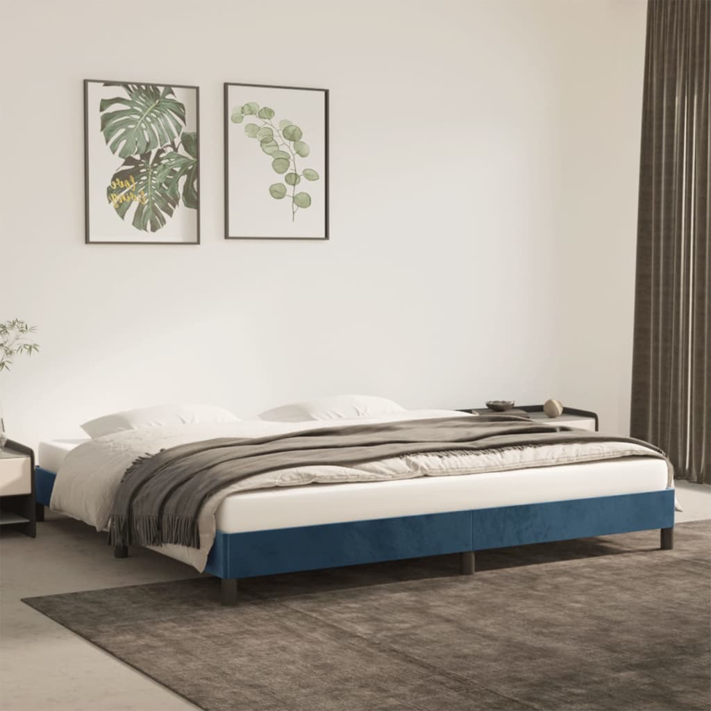 Vetonek Estructura cama sin colchón terciopelo azul oscuro 200x200 cm