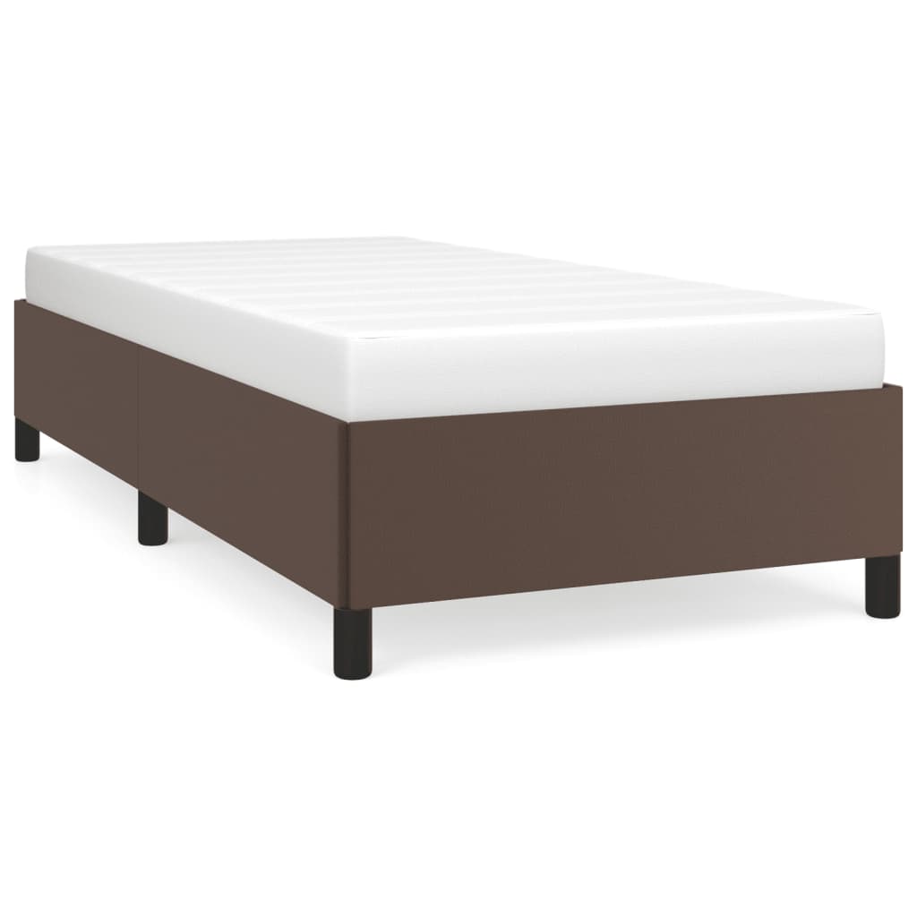 Estructura de cama sin colchón cuero sintético marrón 80x200 cm - Vetonek