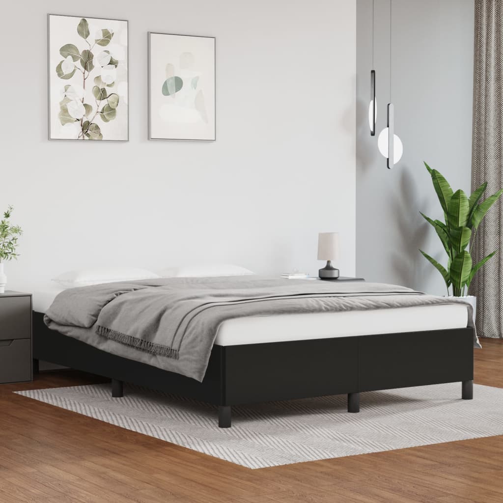 Vetonek Estructura de cama sin colchón cuero sintético negro 140x190 cm