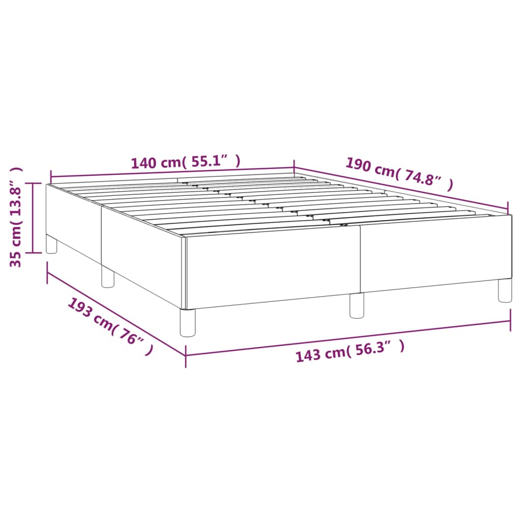 Estructura de cama sin colchón cuero sintético negro 140x190 cm vidaXL