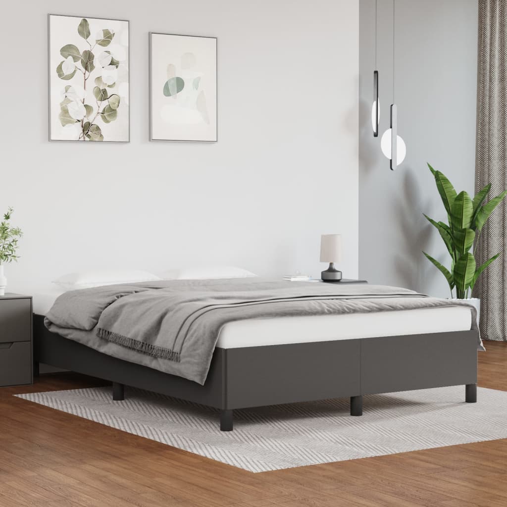 Vetonek Estructura de cama sin colchón cuero sintético gris 140x190 cm