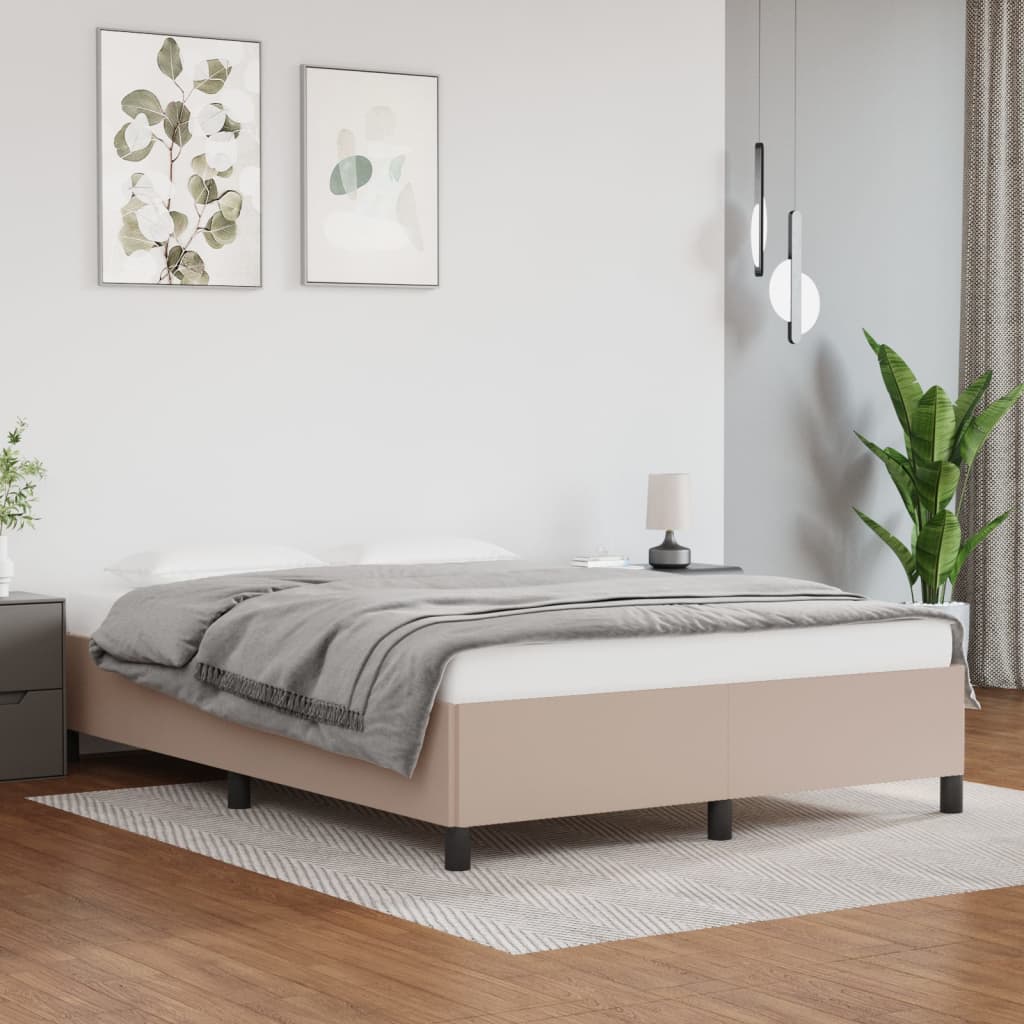 Vetonek Estructura cama sin colchón cuero sintético capuchino 140x190cm