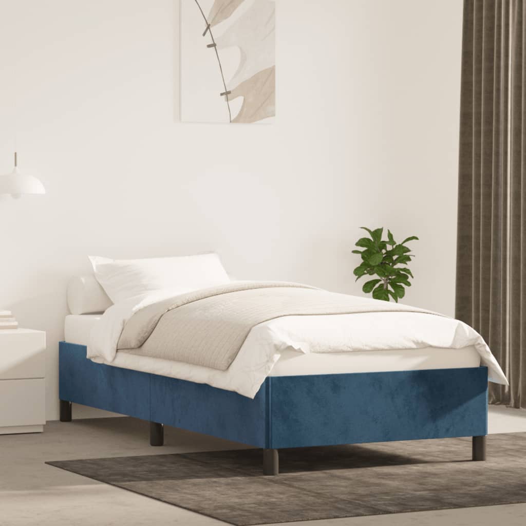 Vetonek Estructura de cama sin colchón terciopelo azul oscuro 80x200 cm