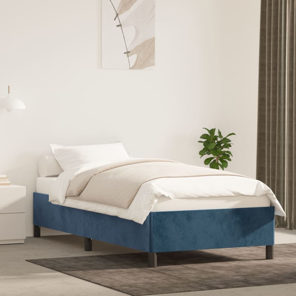 Vetonek Estructura de cama sin colchón terciopelo azul oscuro 90x200 cm