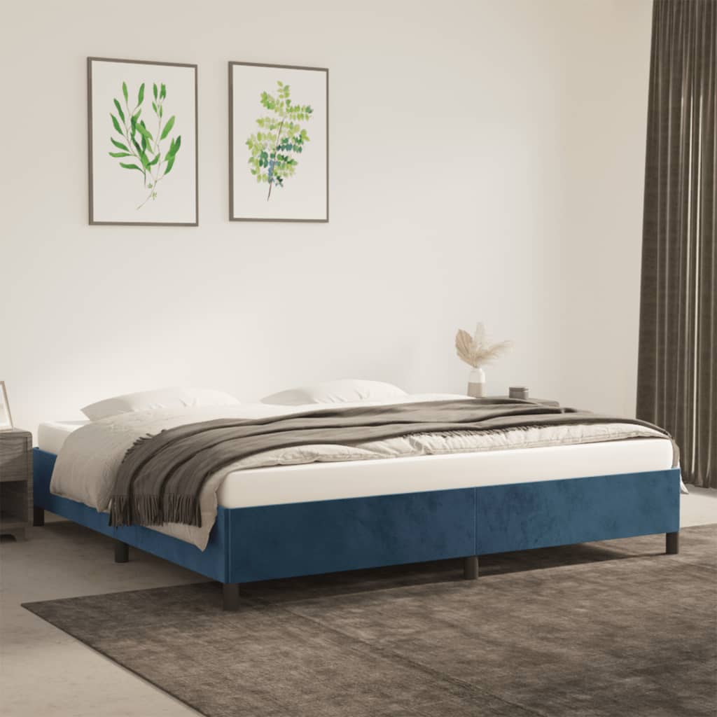 Vetonek Estructura cama sin colchón terciopelo azul oscuro 200x200 cm