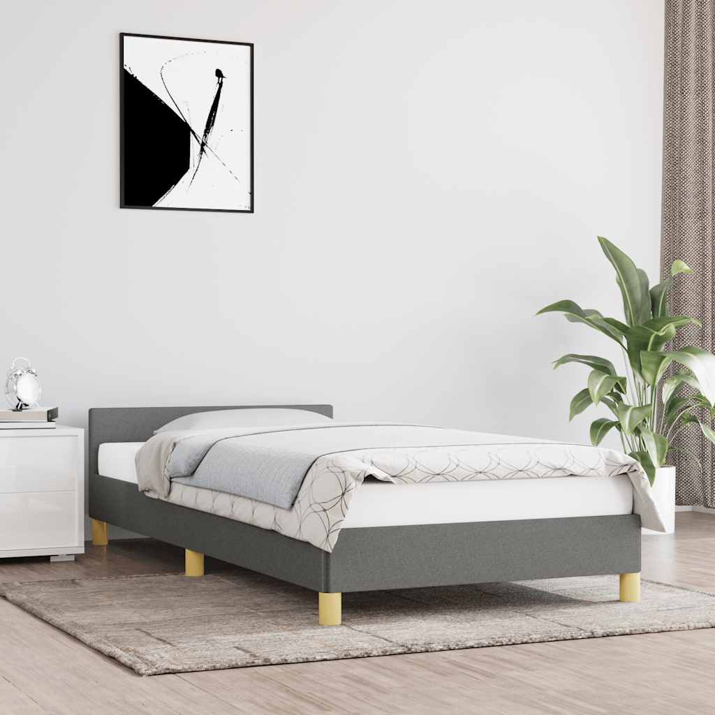 Vetonek Estructura de cama sin colchón tela gris oscuro 90x190 cm