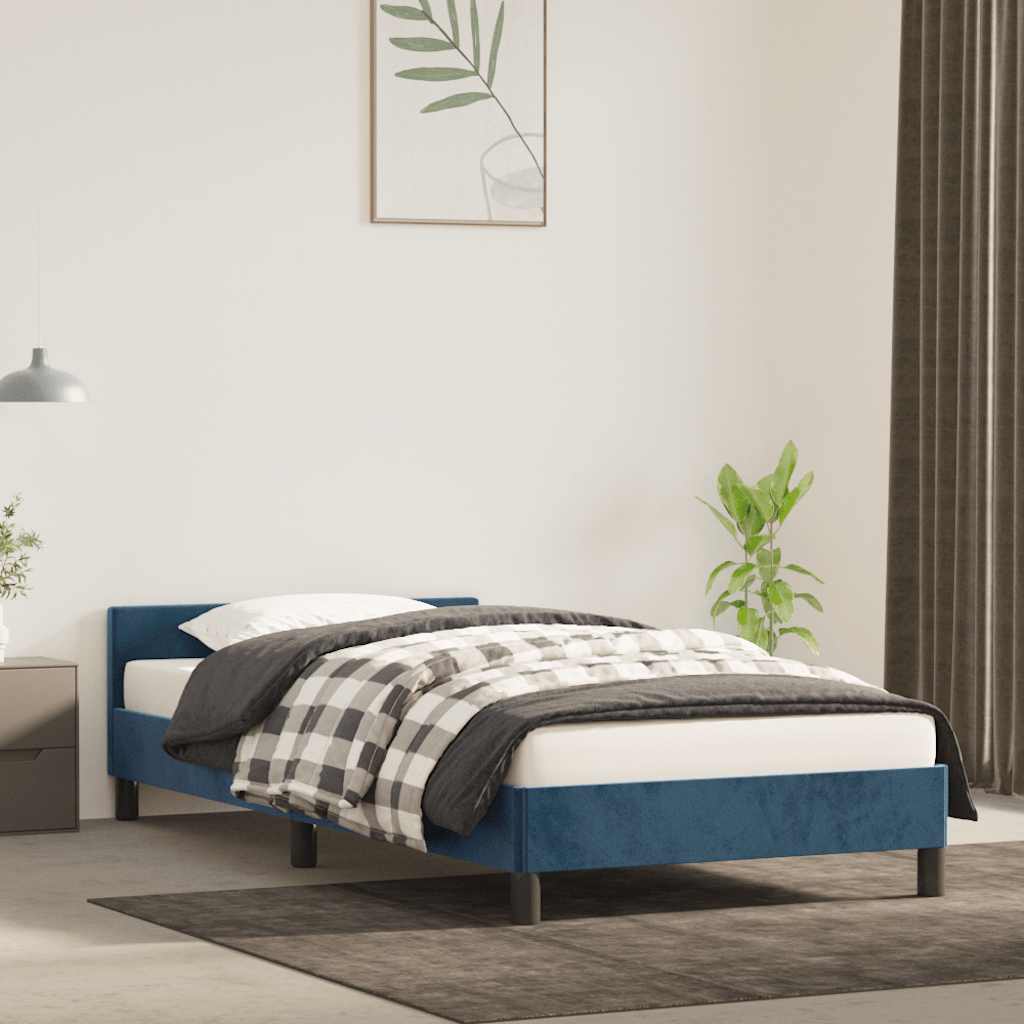 Vetonek Estructura de cama sin colchón terciopelo azul oscuro 80x200 cm