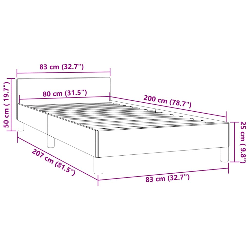 Estructura de cama sin colchón terciopelo azul oscuro 80x200 cm vidaXL