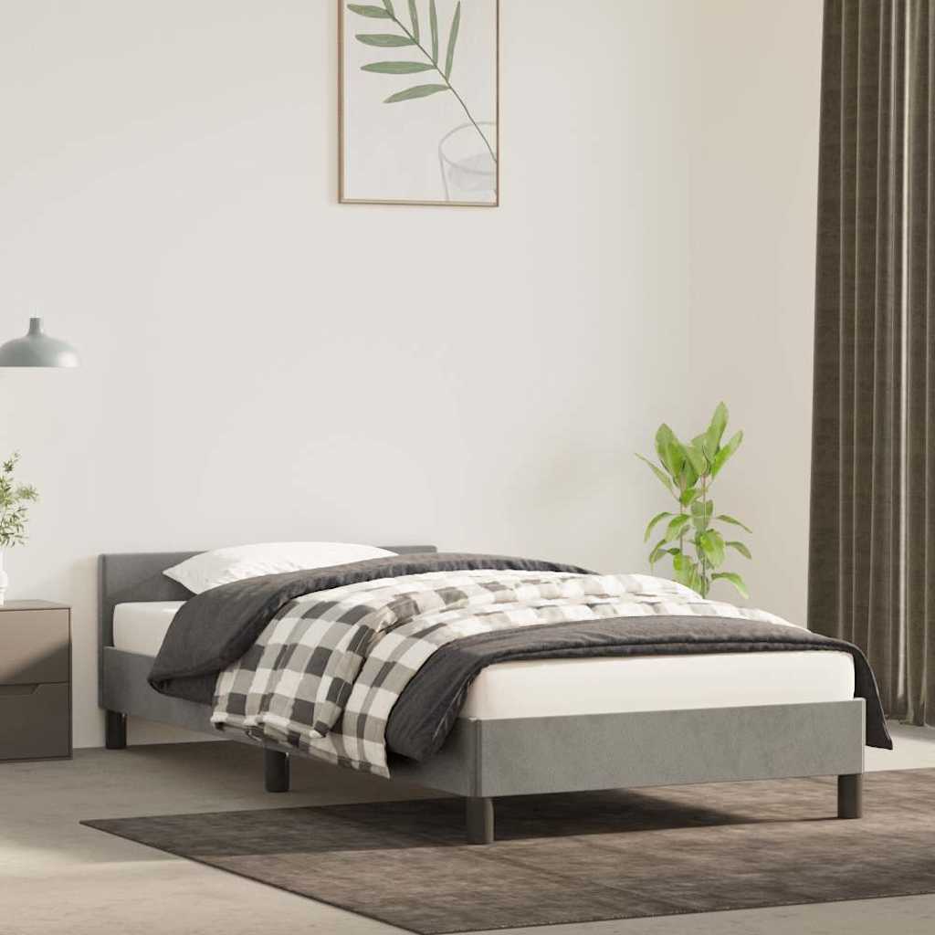 Vetonek Estructura de cama sin colchón terciopelo gris claro 90x190 cm