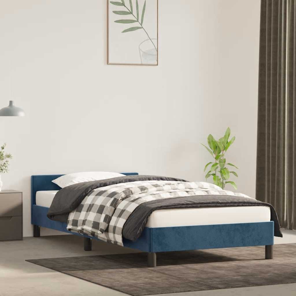 Vetonek Estructura de cama sin colchón terciopelo azul oscuro 90x200 cm