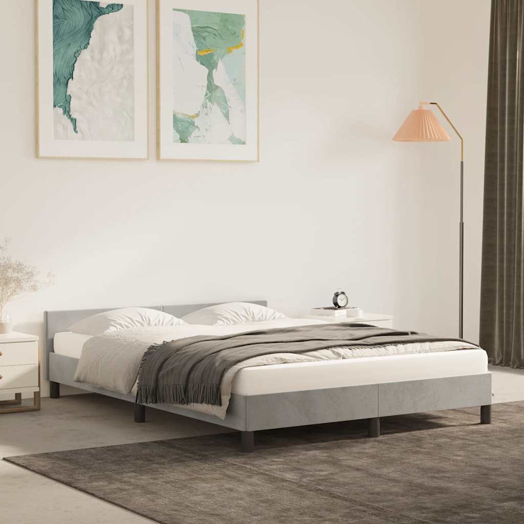 Vetonek Estructura de cama sin colchón terciopelo gris claro 140x190 cm