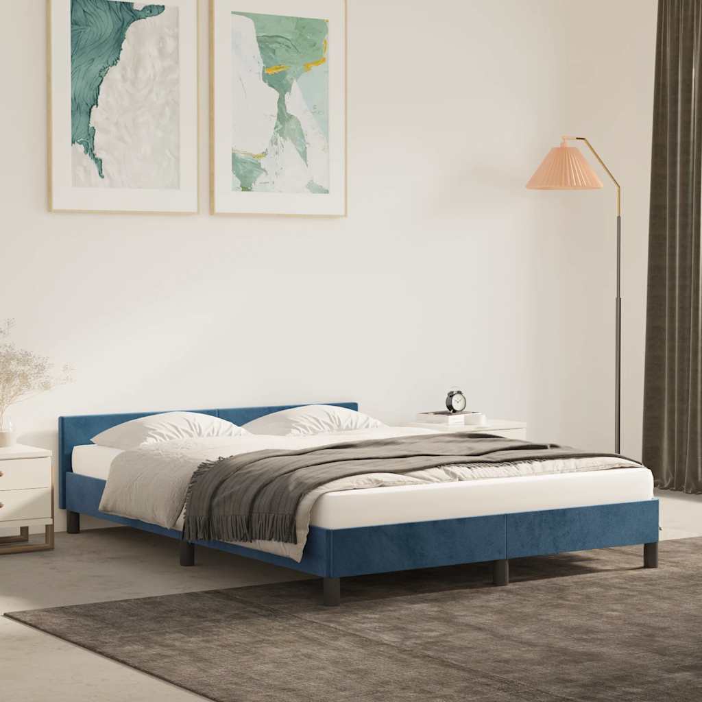 Vetonek Estructura de cama sin colchón terciopelo azul oscuro 140x200cm