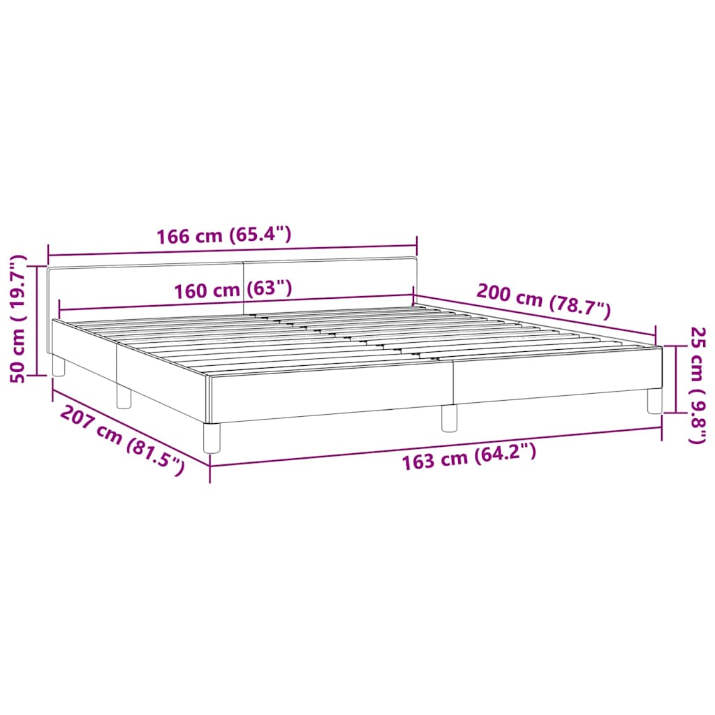 Estructura de cama sin colchón terciopelo azul oscuro 160x200cm vidaXL