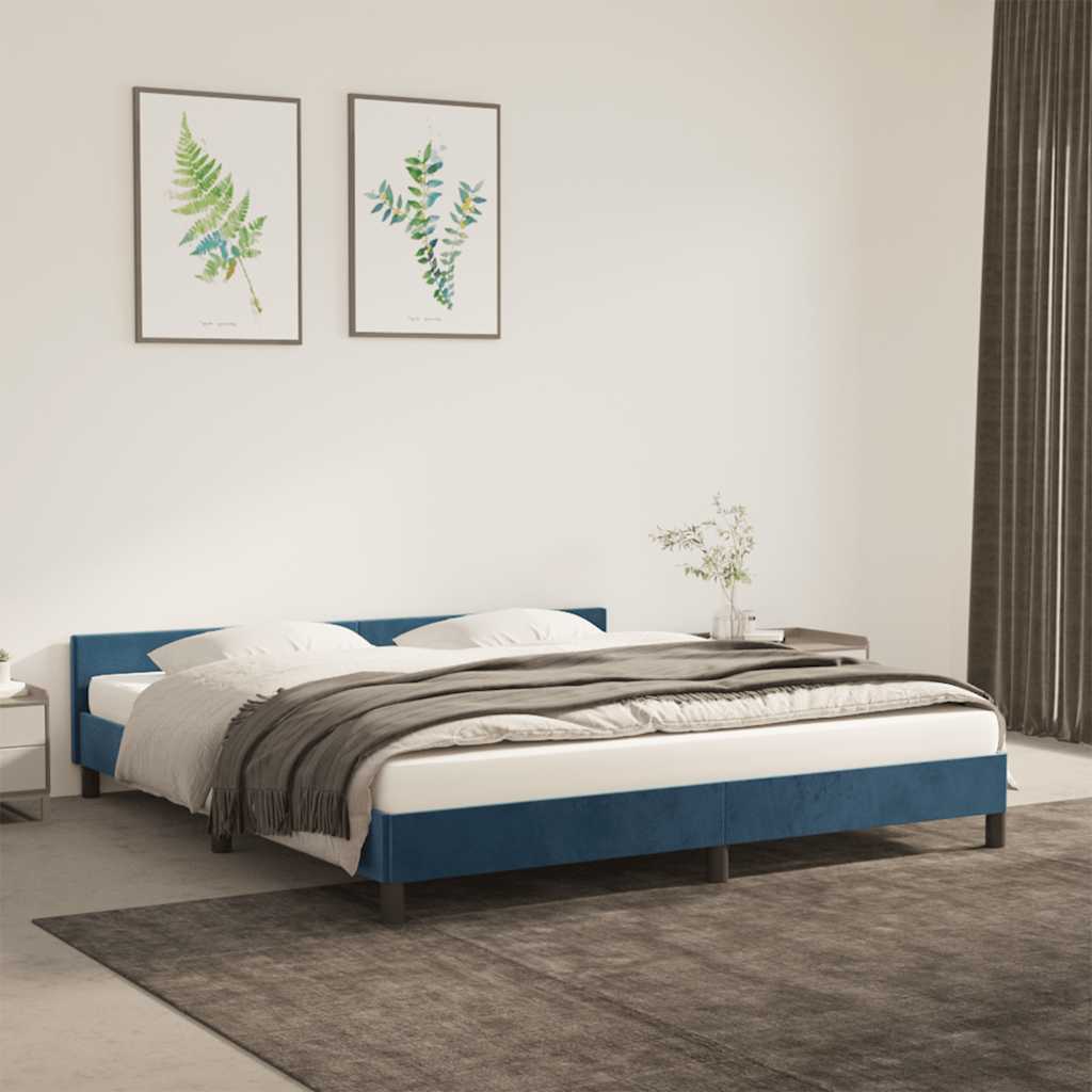 Vetonek Estructura de cama sin colchón terciopelo azul oscuro 180x200cm