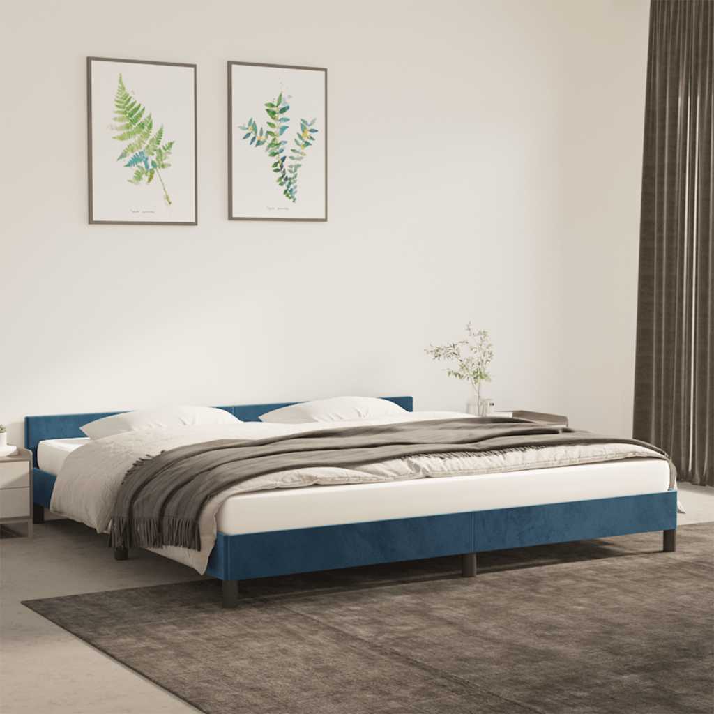 Vetonek Estructura cama sin colchón terciopelo azul oscuro 200x200 cm