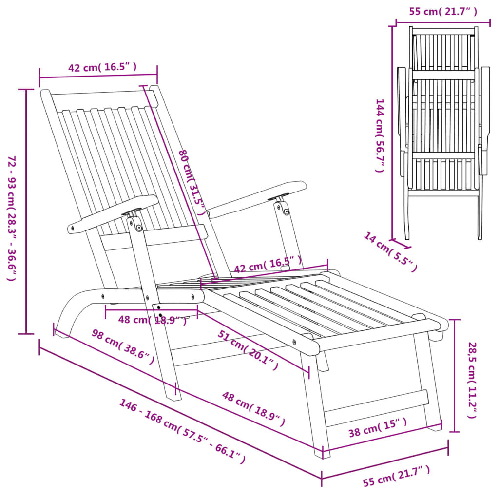 Garden chairs with 2 units solid wood of acacia