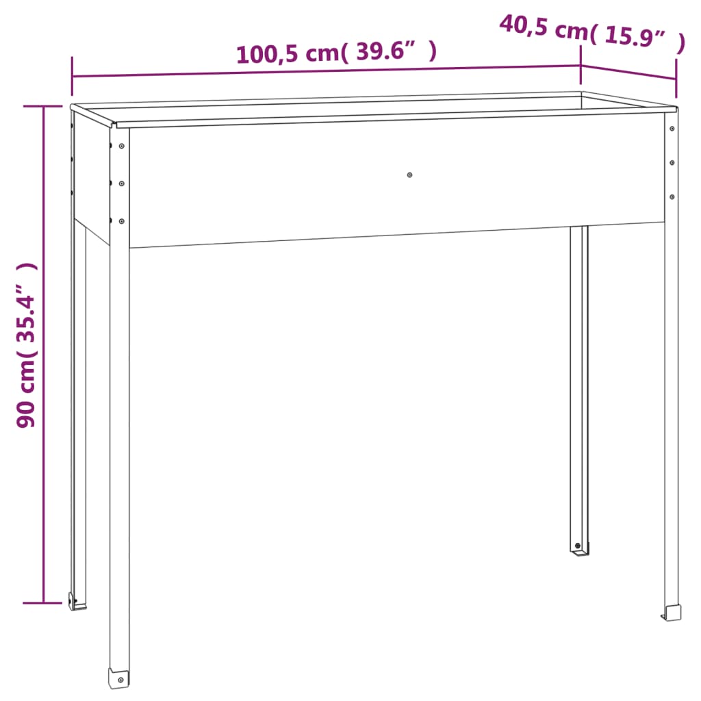 Jardinera de acero galvanizado gris antracita 100,5x40,5x90 cm - Vetonek