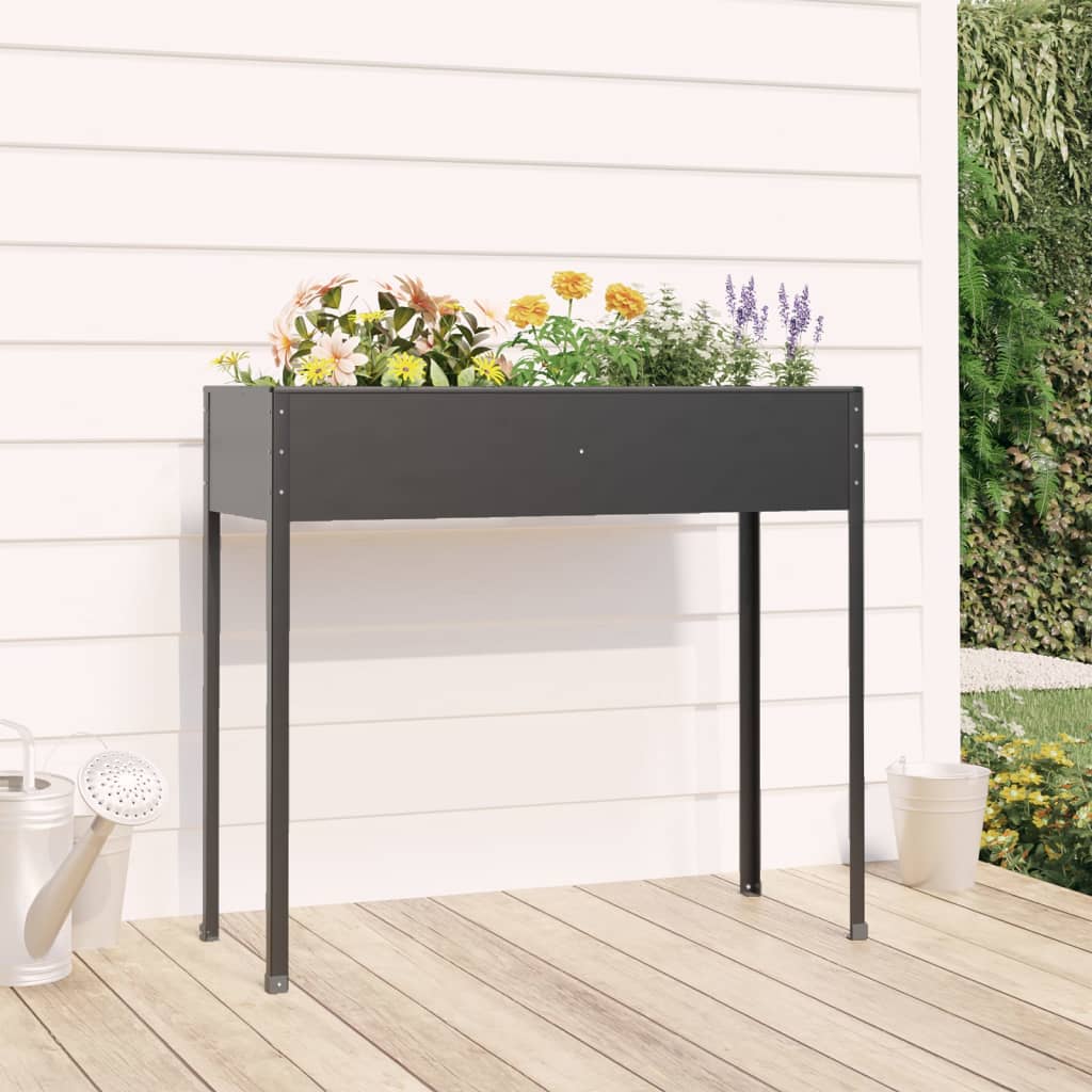Jardinera de acero galvanizado gris antracita 100,5x40,5x90 cm v8156 Vetonek