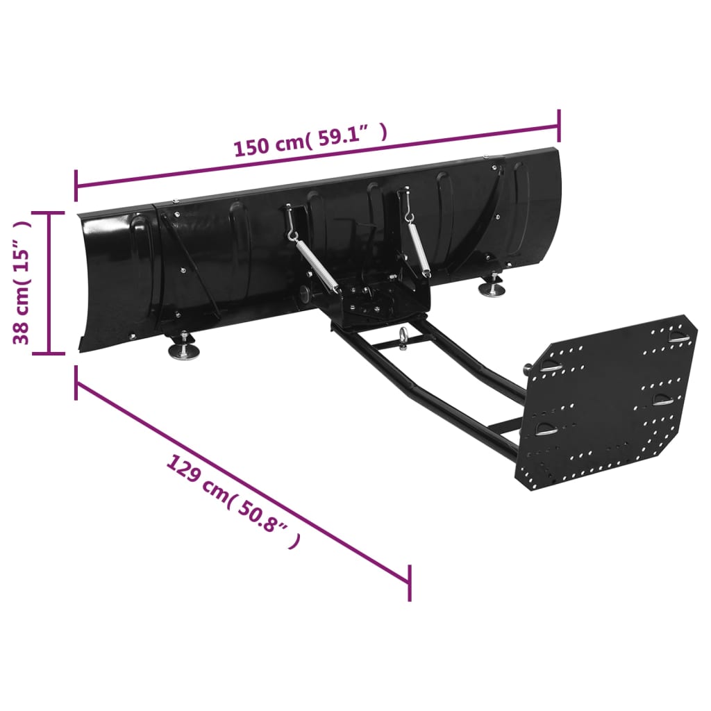 Pala quitanieves para quad ATV 150x38 cm negro vidaXL