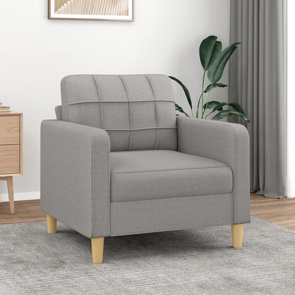 Vetonek Sillón de tela gris claro 60 cm