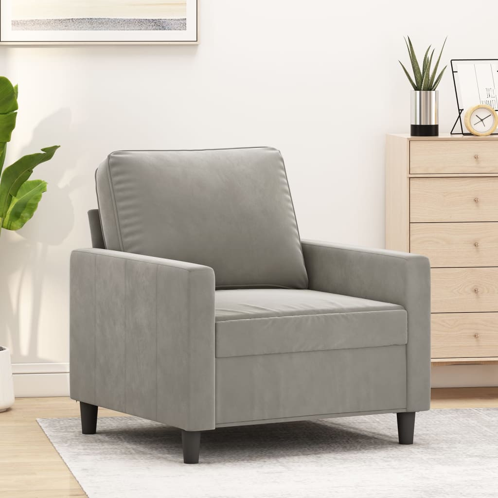 Vetonek Sillón de terciopelo gris claro 60 cm