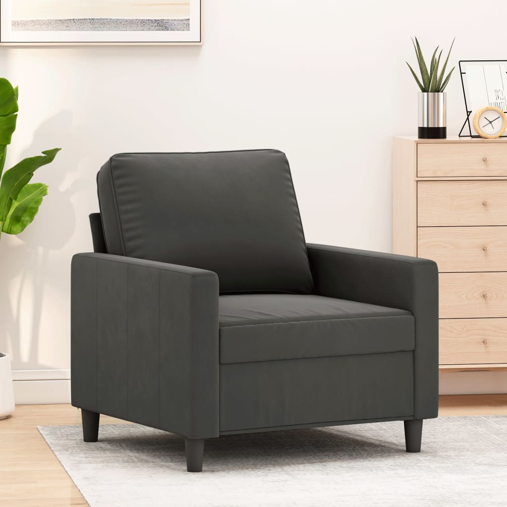 Vetonek Sillón de terciopelo gris oscuro 60 cm