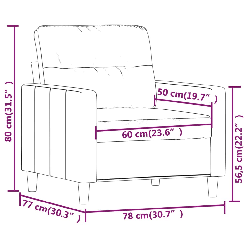 Sillón de tela gris oscuro 60 cm vidaXL