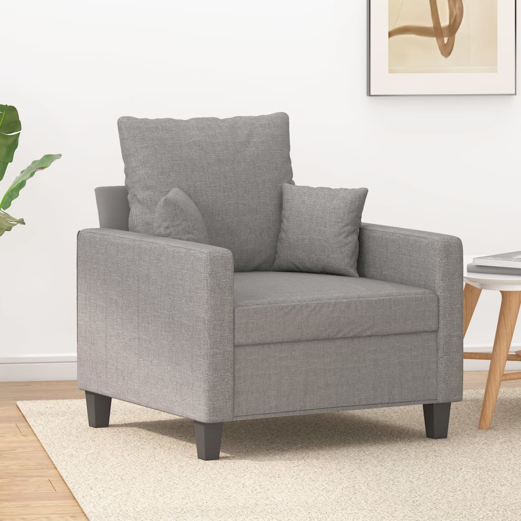 Vetonek Sillón de tela gris claro 60 cm