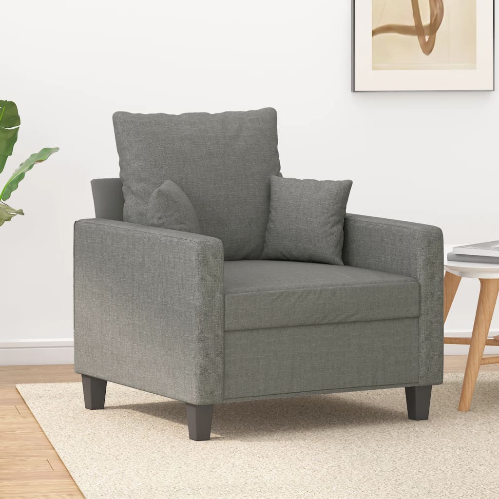 Vetonek Sillón de tela gris oscuro 60 cm